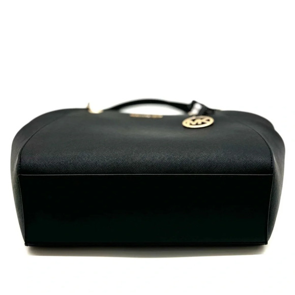 Michael Kors Jet Set Travel Large Chain Shoulder Tote Bag Black/Gold - Picture 7 of 12